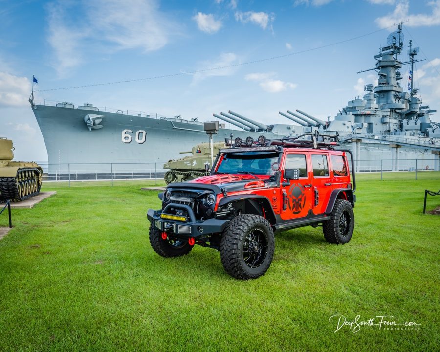 USS Alabama Battleship Car Show, Red Off Road Jeep